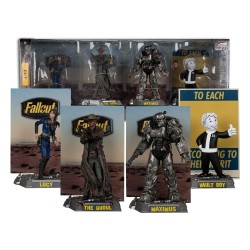 Lot de 4 Figurines Fallout Movie Maniacs Lucy, Maximus, The Ghoul & Vault Boy